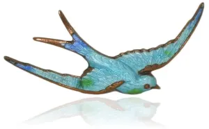 Vintage 1900s Enamel Swallow Brooch
