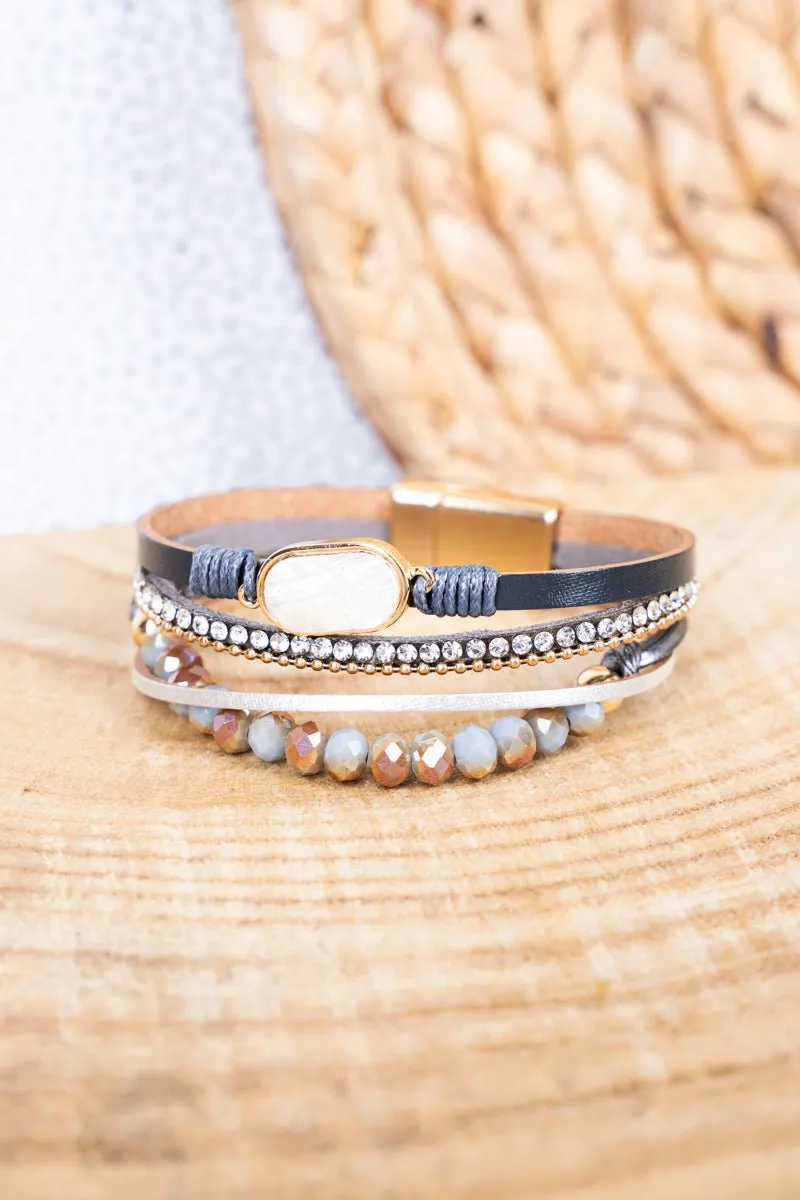 Viola Sienna Gray Blue Multi-Strand Magnetic Bracelet