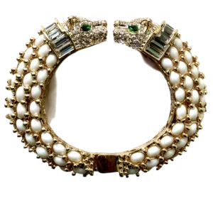 White Double Panther Head Bracelet