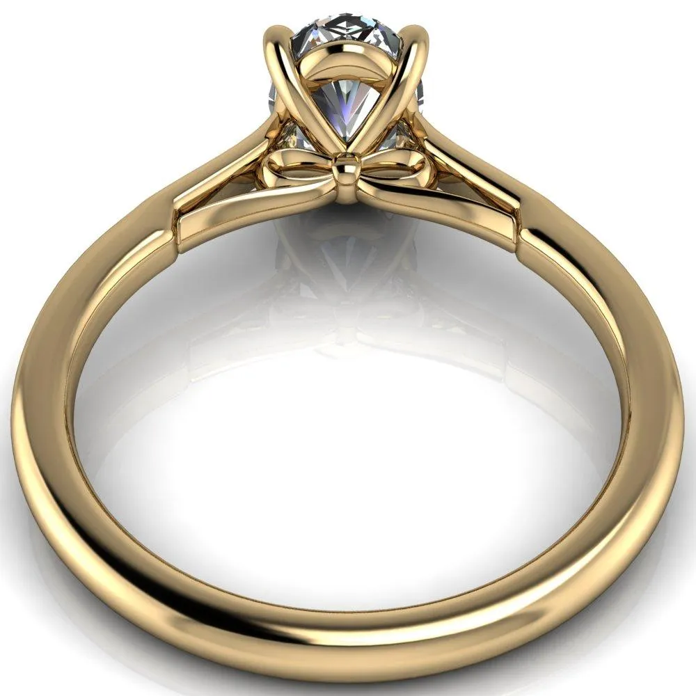 Willie Oval Lab Grown Diamond Center Stone Bow Under Cathedral Engagement Ring