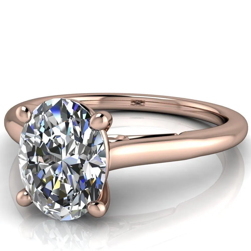 Willie Oval Lab Grown Diamond Center Stone Bow Under Cathedral Engagement Ring